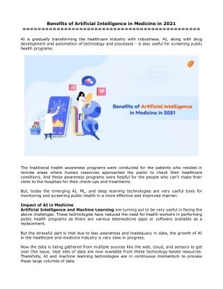 benefits of artificial intelligence in medicine