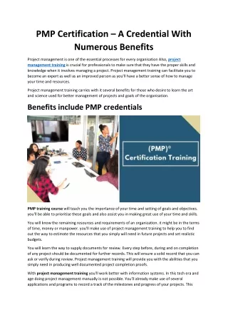 pmp certification a credential with numerous