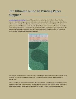 The Ultimate Guide To Printing Paper Supplier