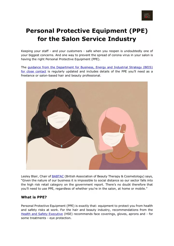 personal protective equipment ppe for the salon