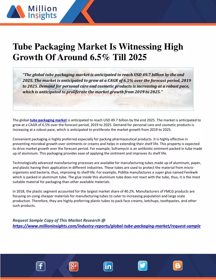 tube packaging market is witnessing high growth