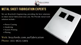 Metal Sheet Fabrication Experts in Sydney - Brayford's Engineering