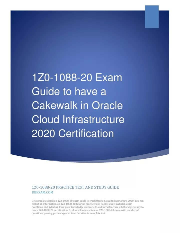 1z0 1088 20 exam guide to have a cakewalk