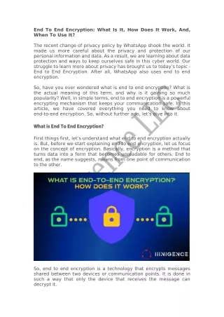 End To End Encryption: What Is It, How Does It Work, And, When To Use It?