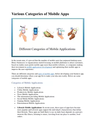 various categories of mobile apps