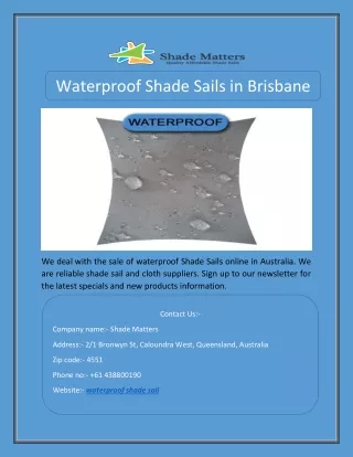 waterproof shade sailWaterproof Shade Sails in Brisbane