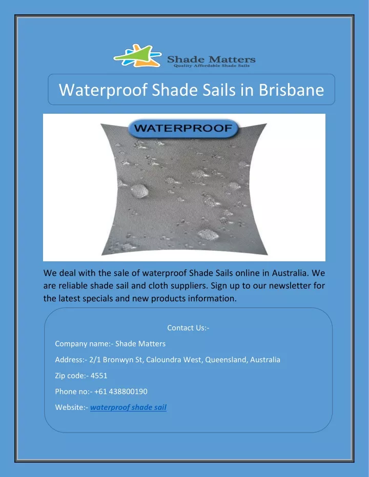 waterproof shade sails in brisbane