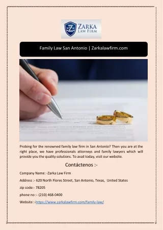 Family Law San Antonio | Zarkalawfirm.com