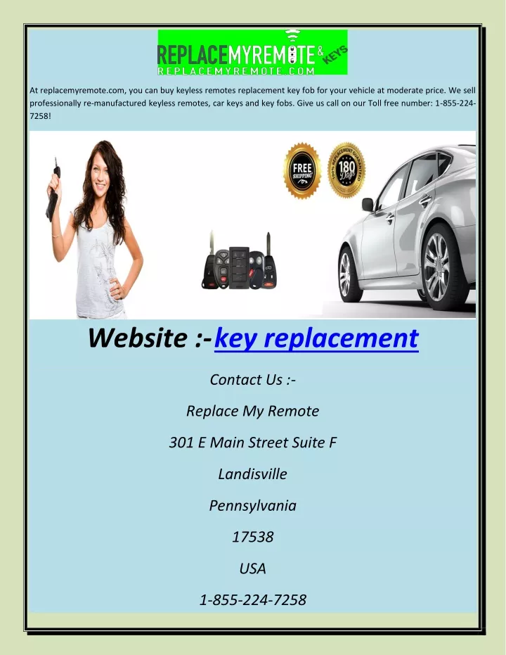 at replacemyremote com you can buy keyless