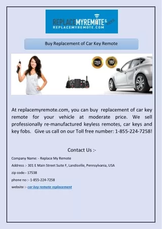 Buy Replacement of Car Key Remote