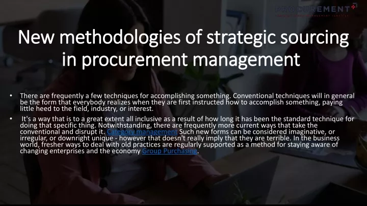 new methodologies of strategic sourcing in procurement management