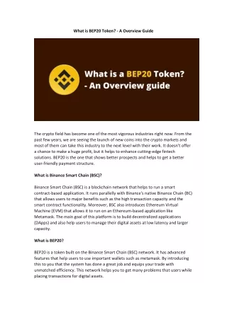 What is BEP20 Token ? - An Overview Guide