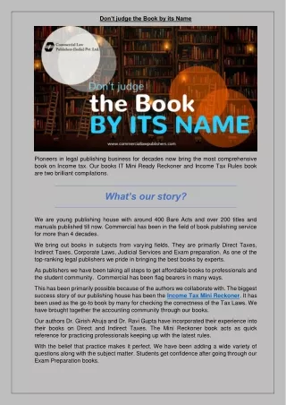 don t judge the book by its name