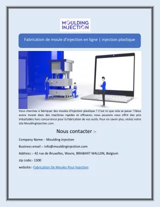 Fabrication de moule d'injection en ligne | injection plastique