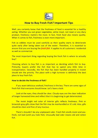 how to buy fresh fish important tips