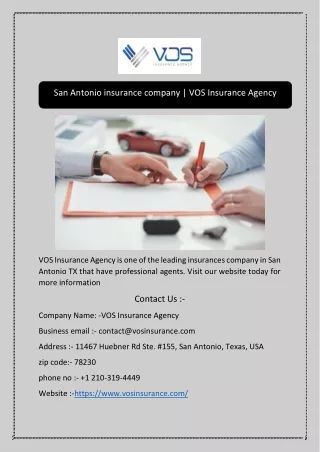 San Antonio insurance company | VOS Insurance Agency