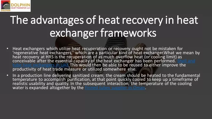 the advantages of heat recovery in heat