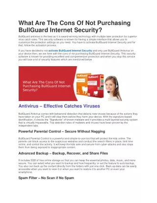 what are the cons of not purchasing bullguard