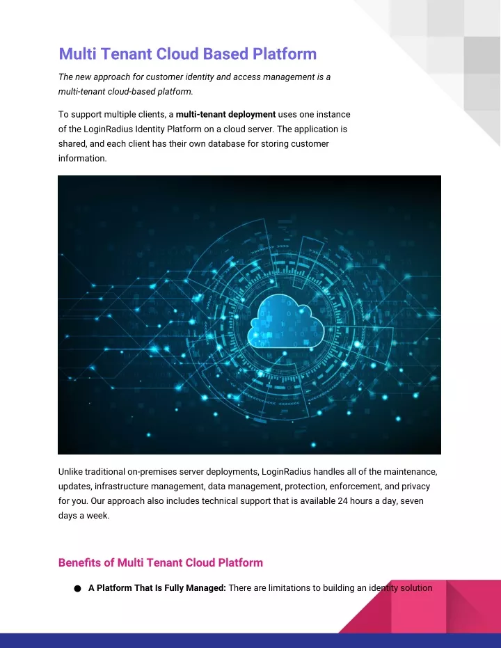 multi tenant cloud based platform