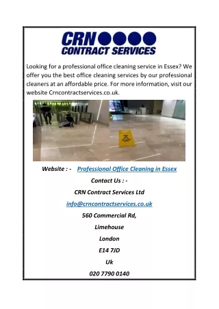 Professional Office Cleaning In Essex | Crncontractservices.co.uk