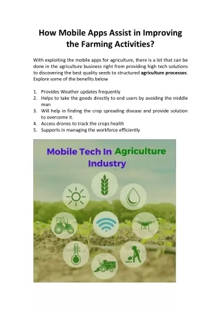 how mobile apps assist in improving the farming