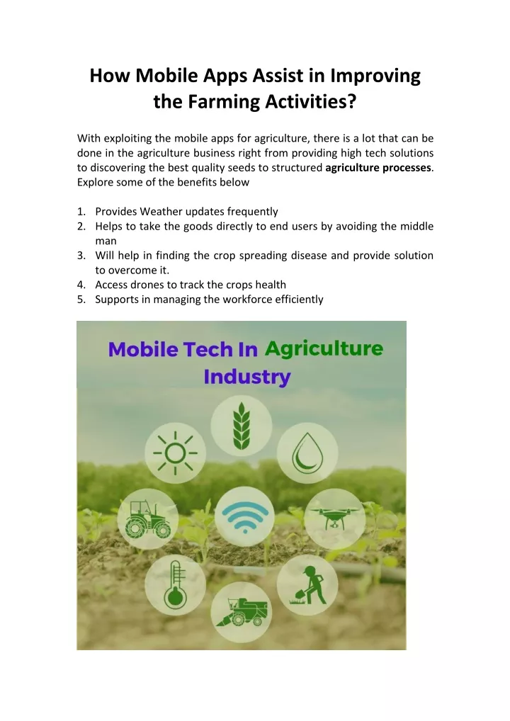 how mobile apps assist in improving the farming