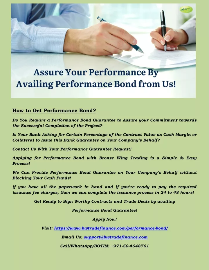 how to get performance bond