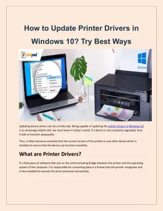 How to Update Printer Drivers in Windows 10? Try Best Ways