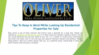 Residential Properties for Sale | Oliver Realty Group LLC
