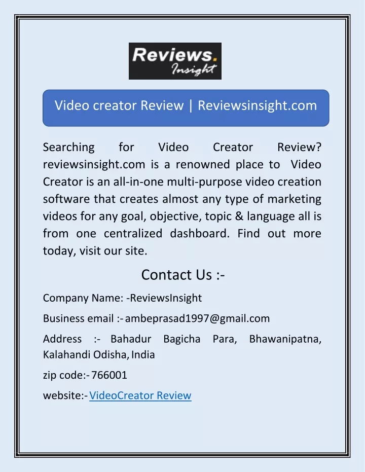 video creator review reviewsinsight com