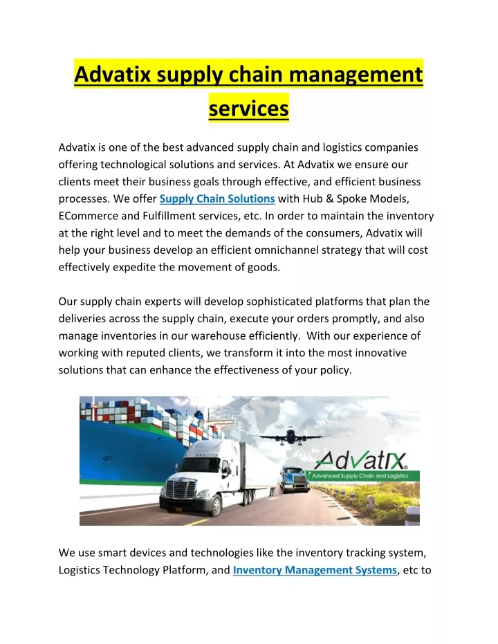 advatix supply chain management services