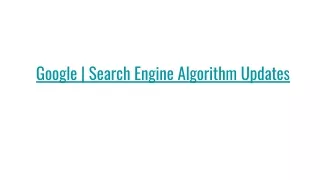 Search Engine Algorithm Updates