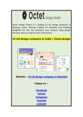 UI UX design company in India  Octet.design