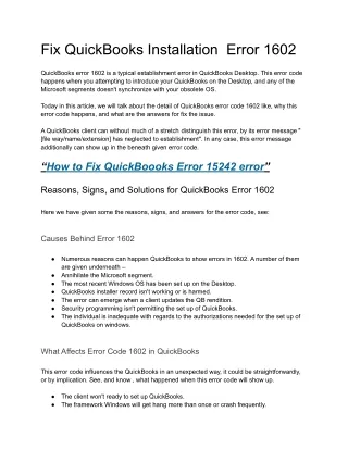 fix quickbooks installation error 1602