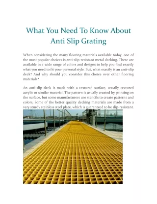 What You Need To Know About Anti Slip Grating