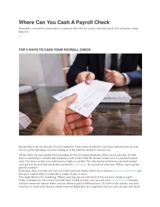 where can you cash a payroll check
