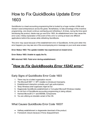 how to fix quickbooks update error 1603