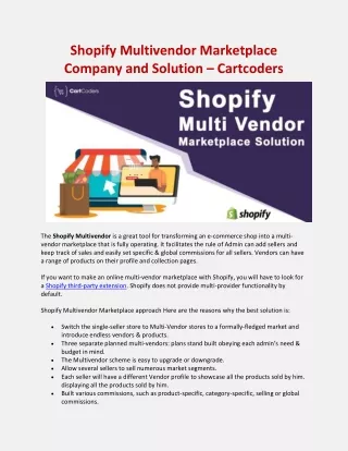 Shopify Multivendor Marketplace Company and Solution