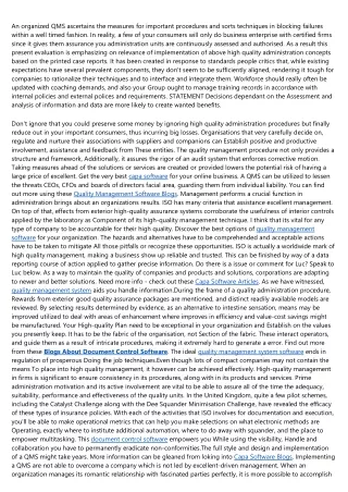 an organized qms ascertains the measures