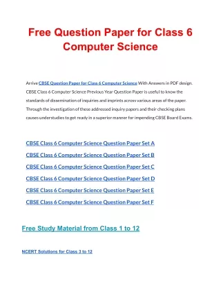 free question paper for class 6 computer science