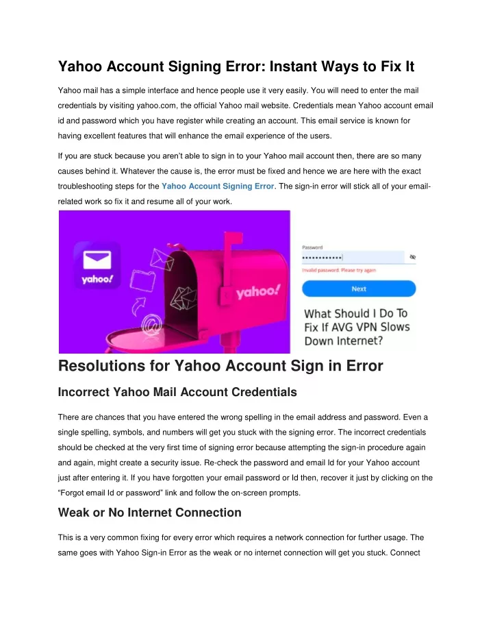 yahoo account signing error instant ways to fix it