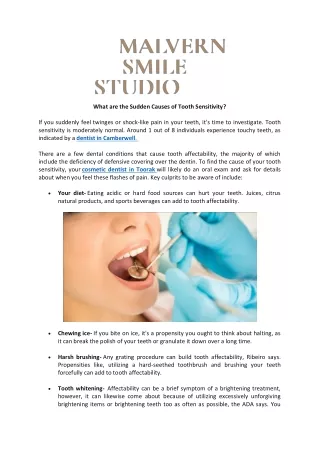 what are the sudden causes of tooth sensitivity