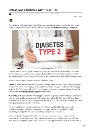 defeat type 2 diabetes with these tips