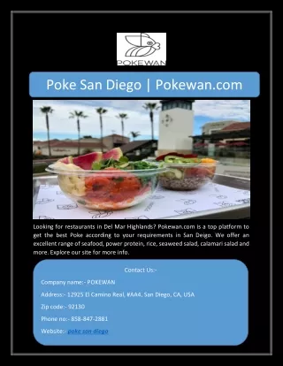 Poke San Diego | Pokewan.com