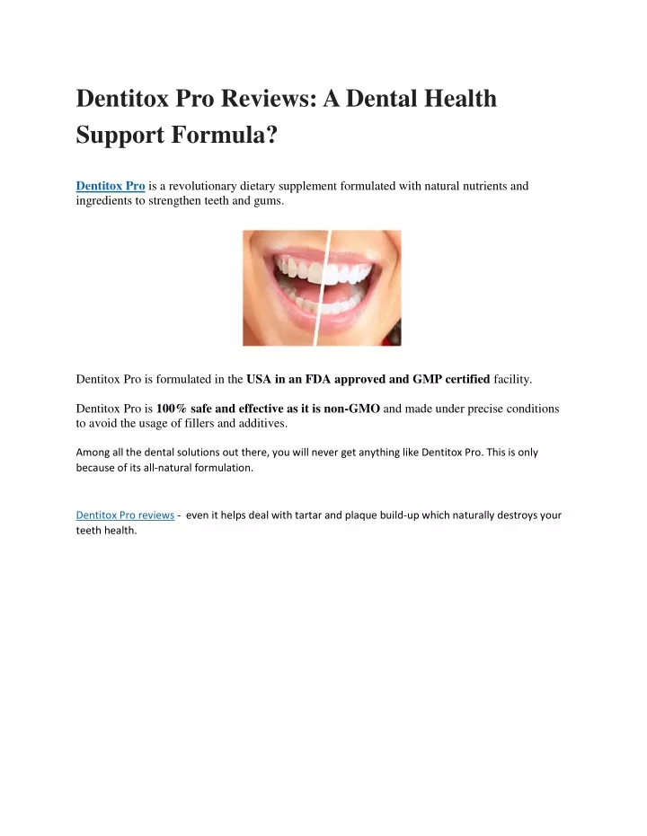 dentitox pro reviews a dental health support