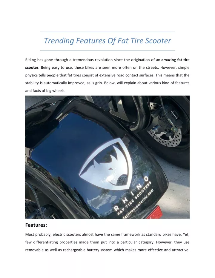 trending features of fat tire scooter