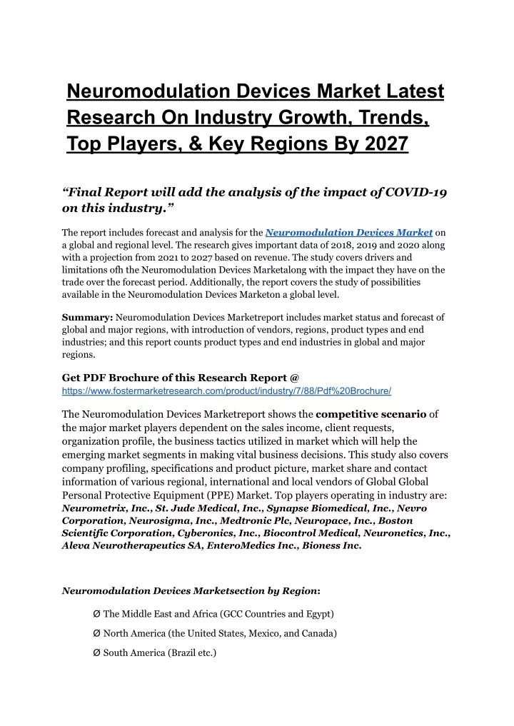 neuromodulation devices market latest research