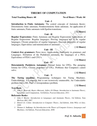 Theory of Computation and Automata