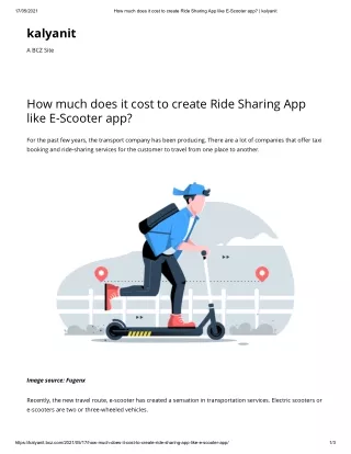 How much does it cost to create Ride Sharing App like E-Scooter app_ _ kalyanit
