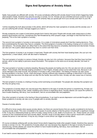 signs and symptoms of anxiety attack